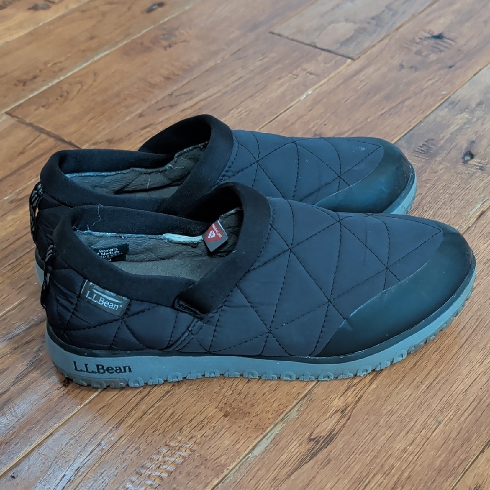 L.L. Bean Ultralight Primaloft Waterproof Black Quilted Slip-On Shoes